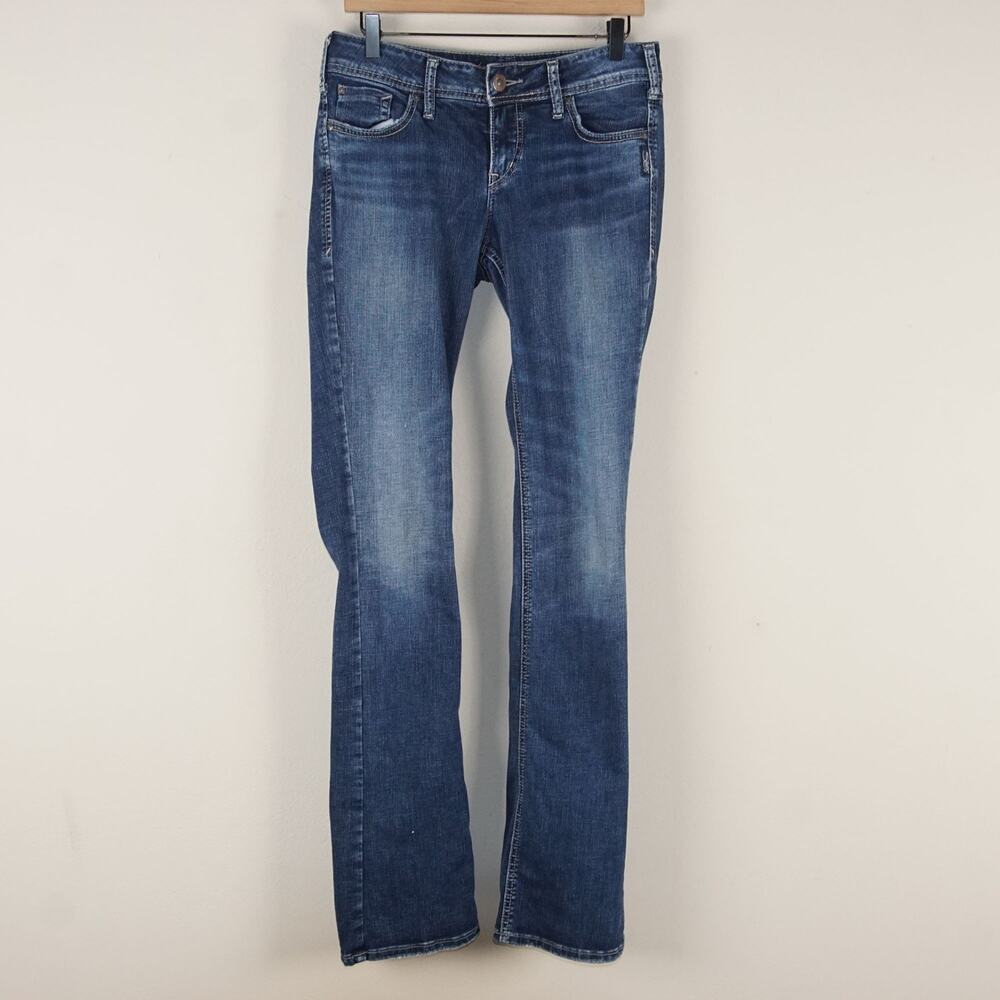 Silver Jeans Elyse Mid Rise Slim Stretch Bootcut Medium Wash Blue Sz 26 x 35